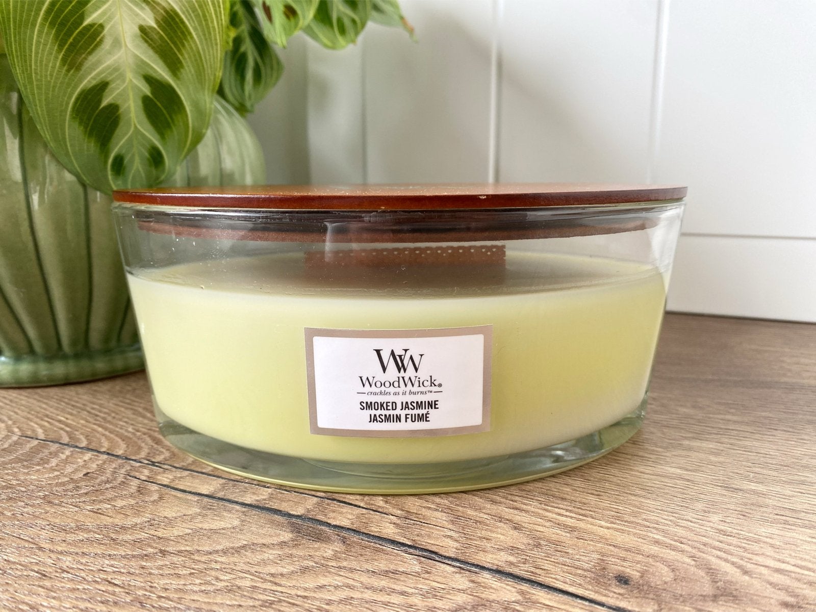 Woodwick Smoked Jasmine Geurkaars - Groot, Woodwick, Ophalen of Verzenden, Crème, Kaars