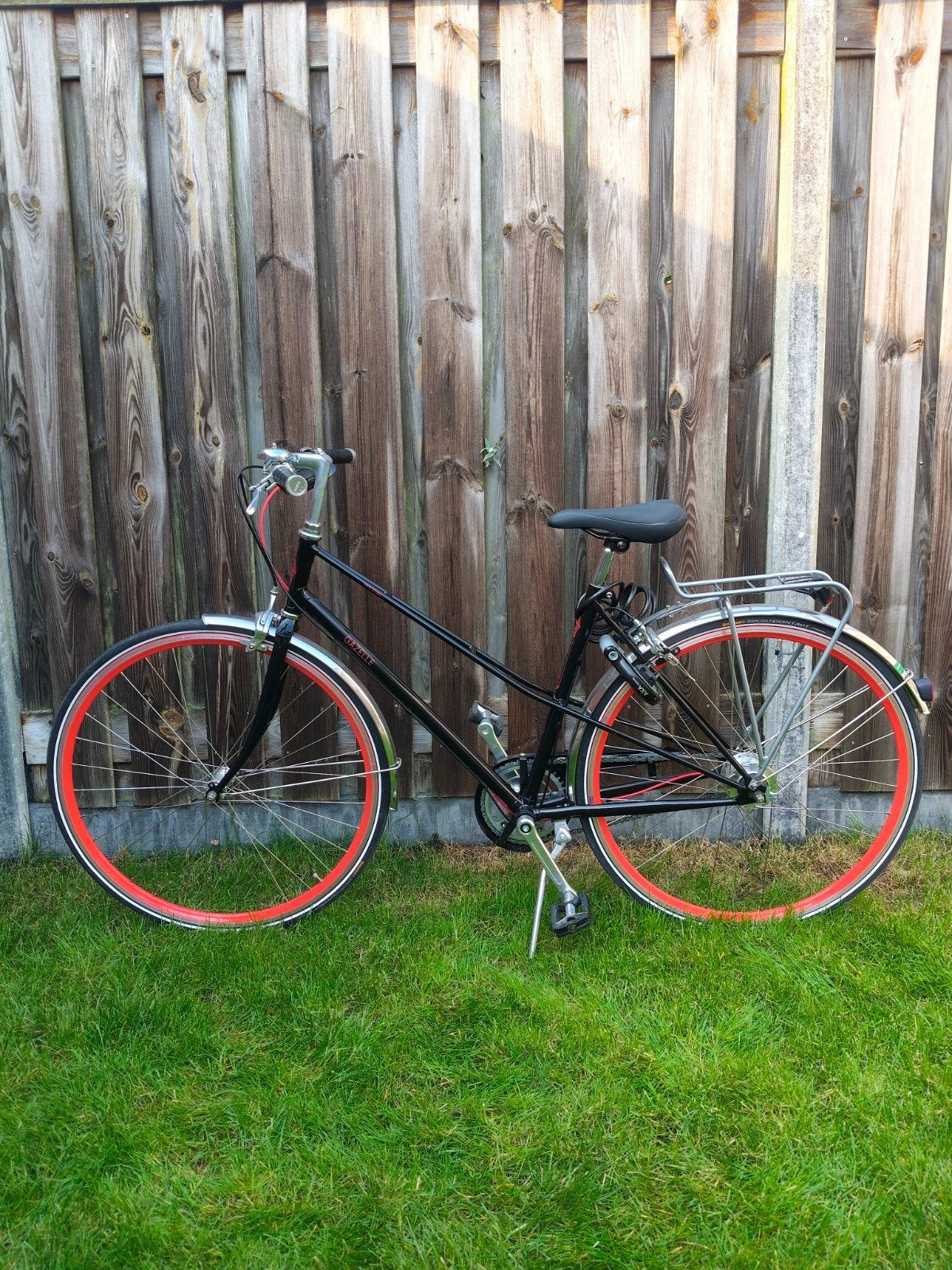 Gazelle fiets retro Van Steal zwart met rood, Ophalen, 53 tot 56 cm, Zo goed als nieuw, Handrem