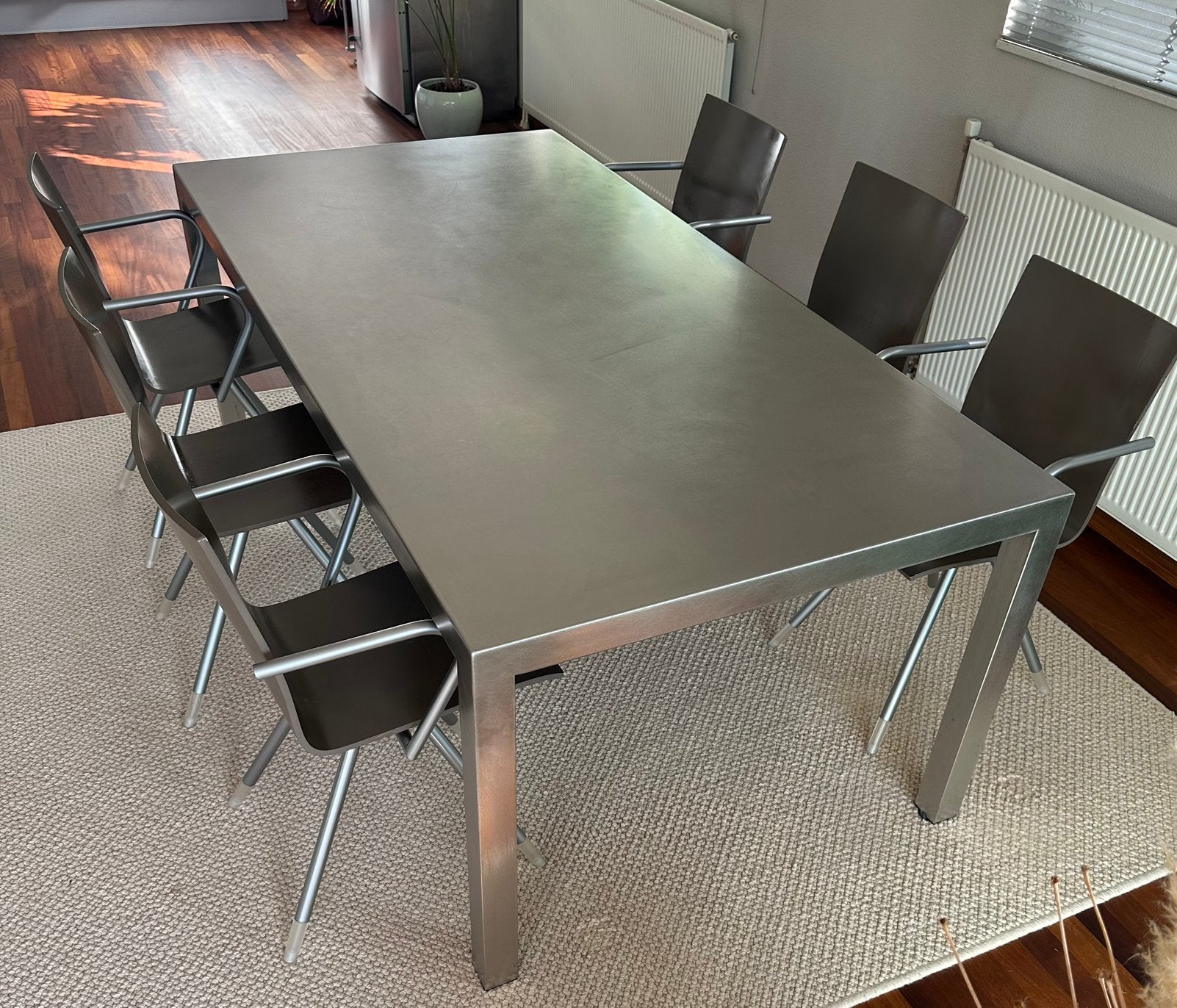 Design Arco stoelen type Mikado, Huis en Inrichting, Stoelen, Gebruikt, Vijf, Zes of meer stoelen, Hout, Grijs, Ophalen