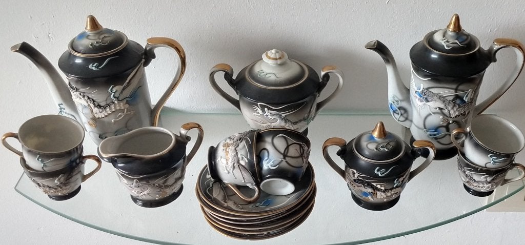 Japans antiek koffie servies, Geisha Lithofaan, volgnr 48, Ophalen of Verzenden