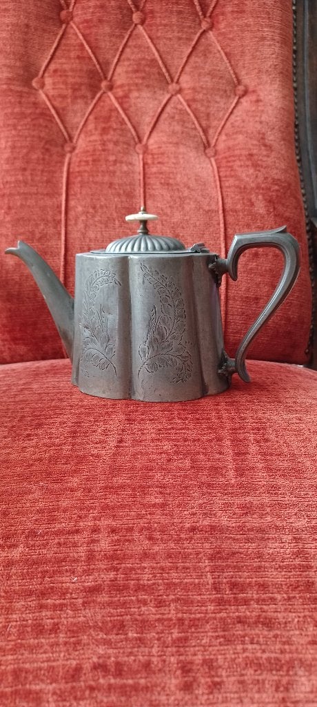 Antieke Engelse tinnen theepot, Antiek en Kunst, Antiek | Tin, Ophalen of Verzenden