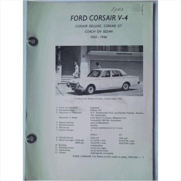 Ford Corsair V4 Vraagbaak losbladig 1965-1966 #1 Nederlands, Ophalen of Verzenden, Gelezen, Ford