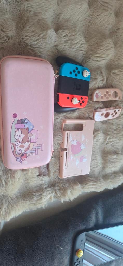 Nintendo Switch accessoires en roze hoesje, Spelcomputers en Games, Spelcomputers | Nintendo Switch, Ophalen of Verzenden, Gebruikt