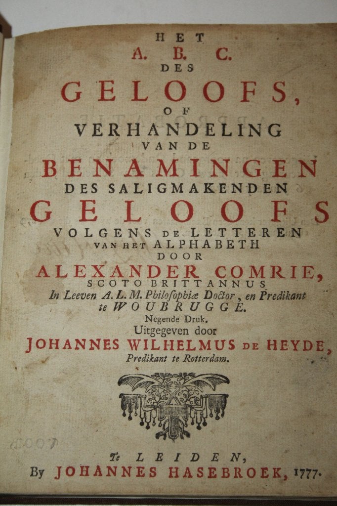 Alexander Comrie - Het A,B.C. des geloofs (1777), Ophalen of Verzenden
