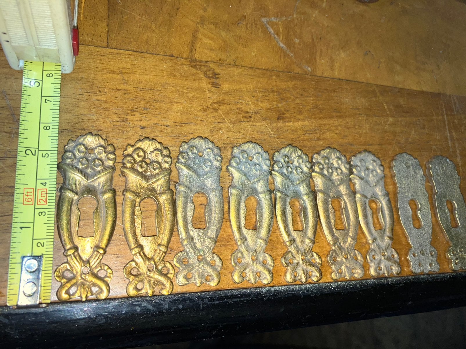 9 bronzen slotplaatjes., Antiek en Kunst, Antiek | Koper en Brons, Ophalen of Verzenden