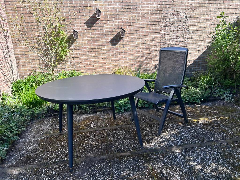 Sophie Studio HPL Tuintafel Rond - Antraciet, Ophalen, Zo goed als nieuw, Rond, Overige materialen