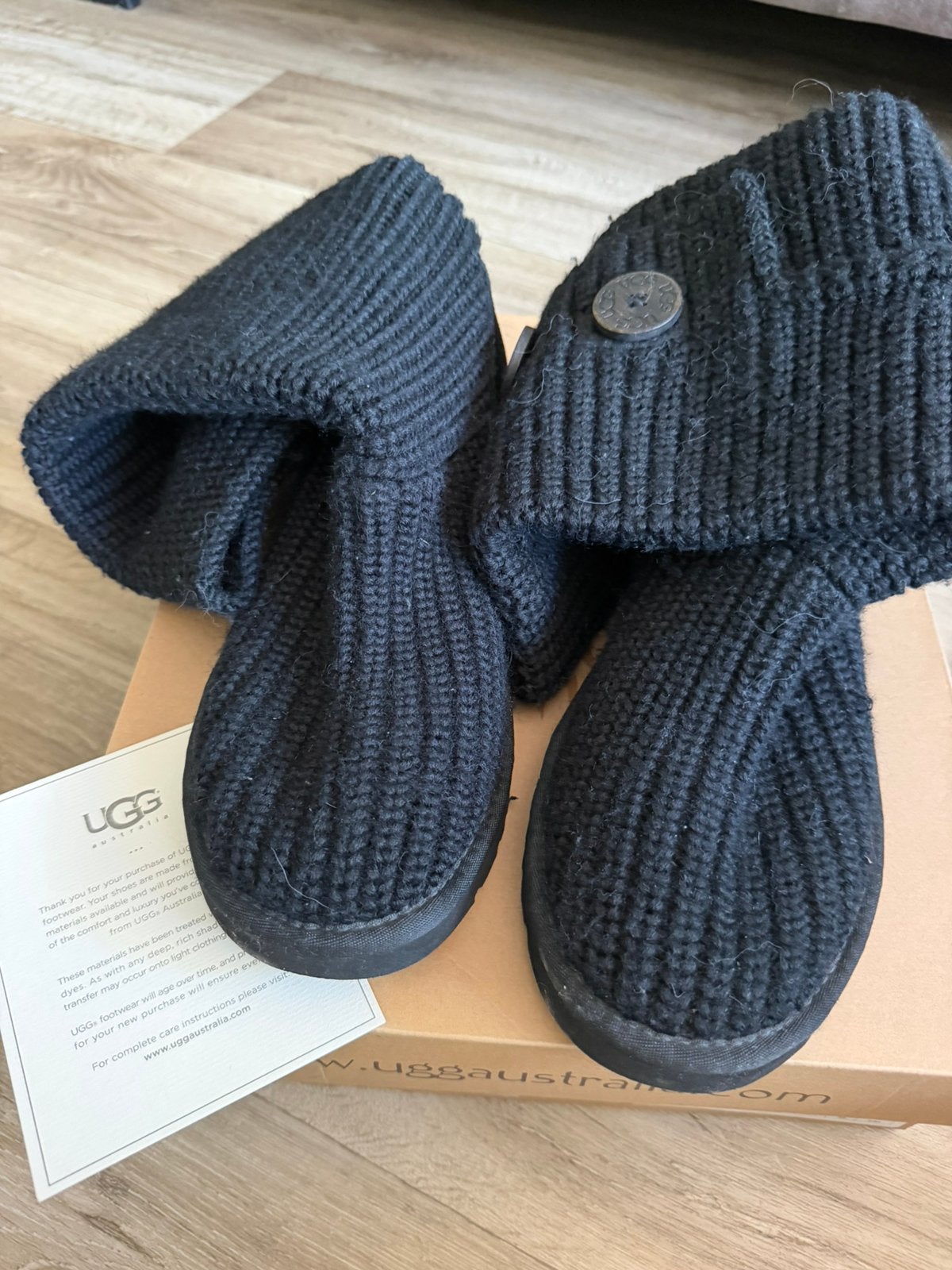 Ugg (australia) classic cardy gebreide laarzen maat 38, Zwart, Overige typen, Ophalen of Verzenden, Gedragen