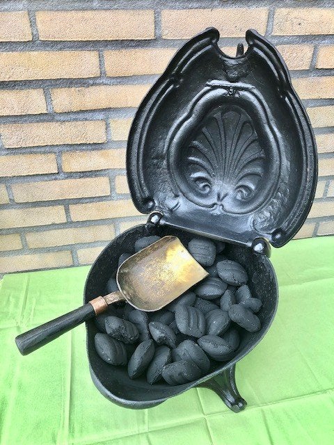 Antieke Art Nouveau Kolenbak - Gietijzer (model “SCHILDPAD”), Ophalen of Verzenden, Gebruikt