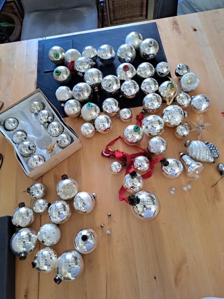 Vintage Zilveren Kerstballen Set, Ophalen