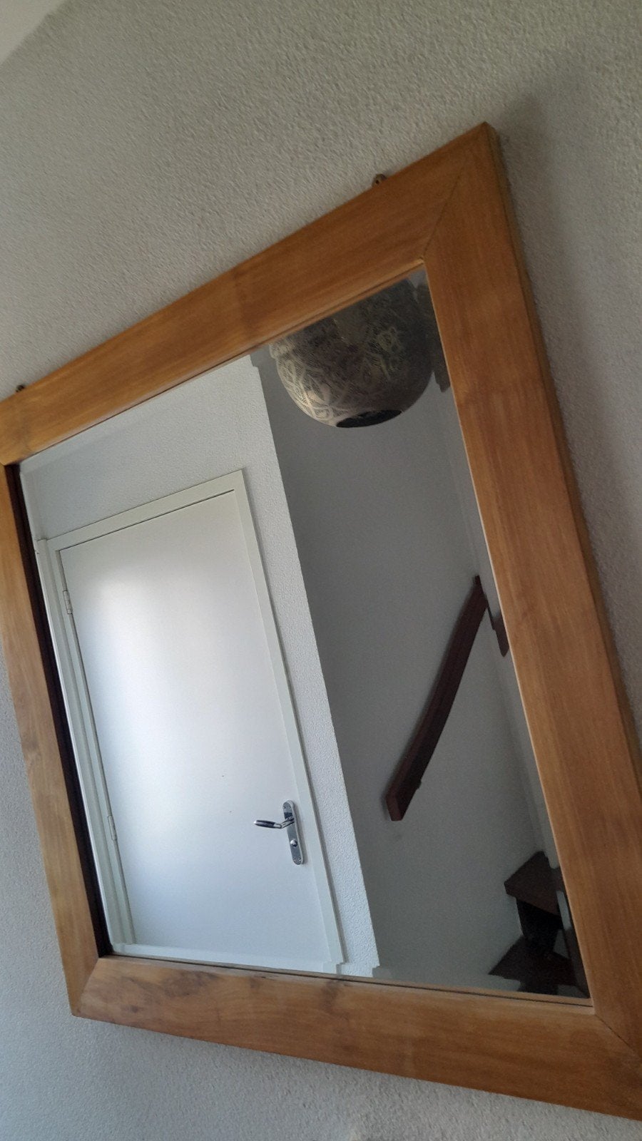 Teak houten grote vierkanten spiegel, Huis en Inrichting, 100 tot 150 cm, Vierkant, Ophalen of Verzenden, Zo goed als nieuw