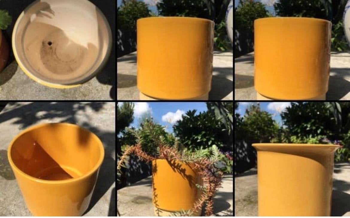 Mooie vintage gele sietlrpot bloempotten voor binnen, Tuin en Terras, Bloempotten, Ophalen, Gebruikt, Rond, Binnen