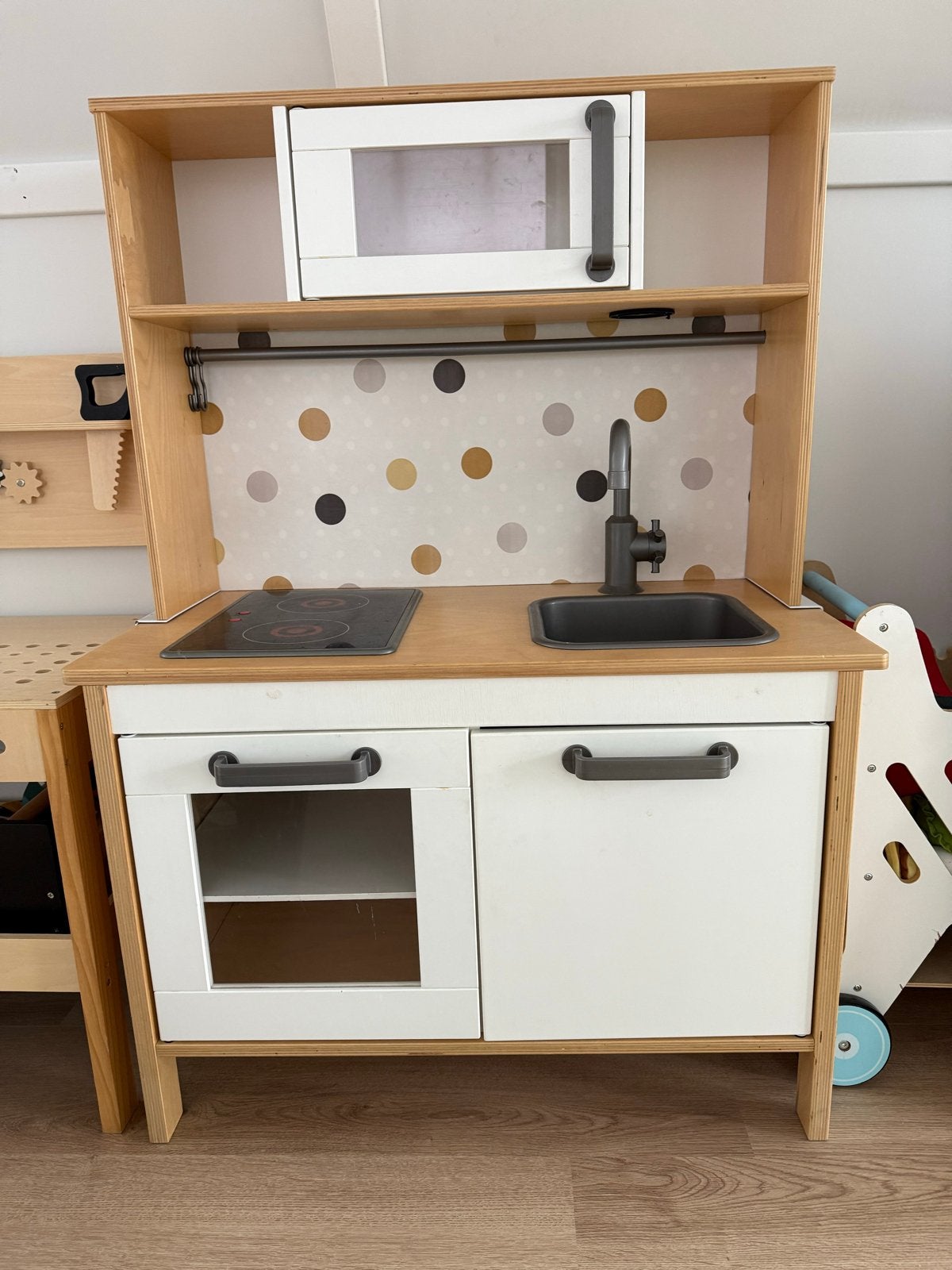 Houten speelkeuken met accessoires en winkelwagentje, Ophalen, Gebruikt, Jongen of Meisje