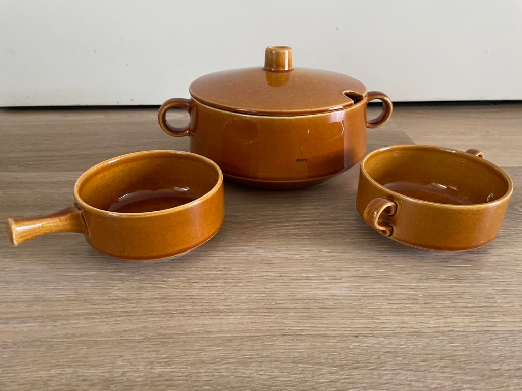 Soepterrine Royal Sphinx Royco met twee soepkommen, Huis en Inrichting, Keuken | Servies, Gebruikt, Ophalen of Verzenden, Kom(men)