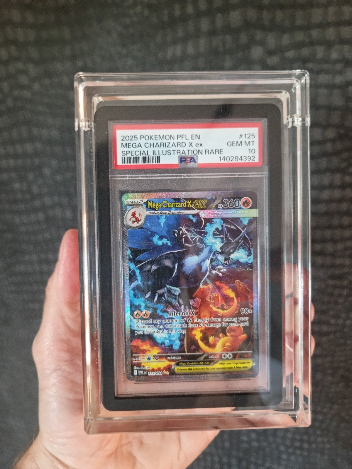 PSA 10 Mega Charizard X EX 2025 Pokemon PFL EN #125 GEM MT, Ophalen, Nieuw, Losse kaart, Foil