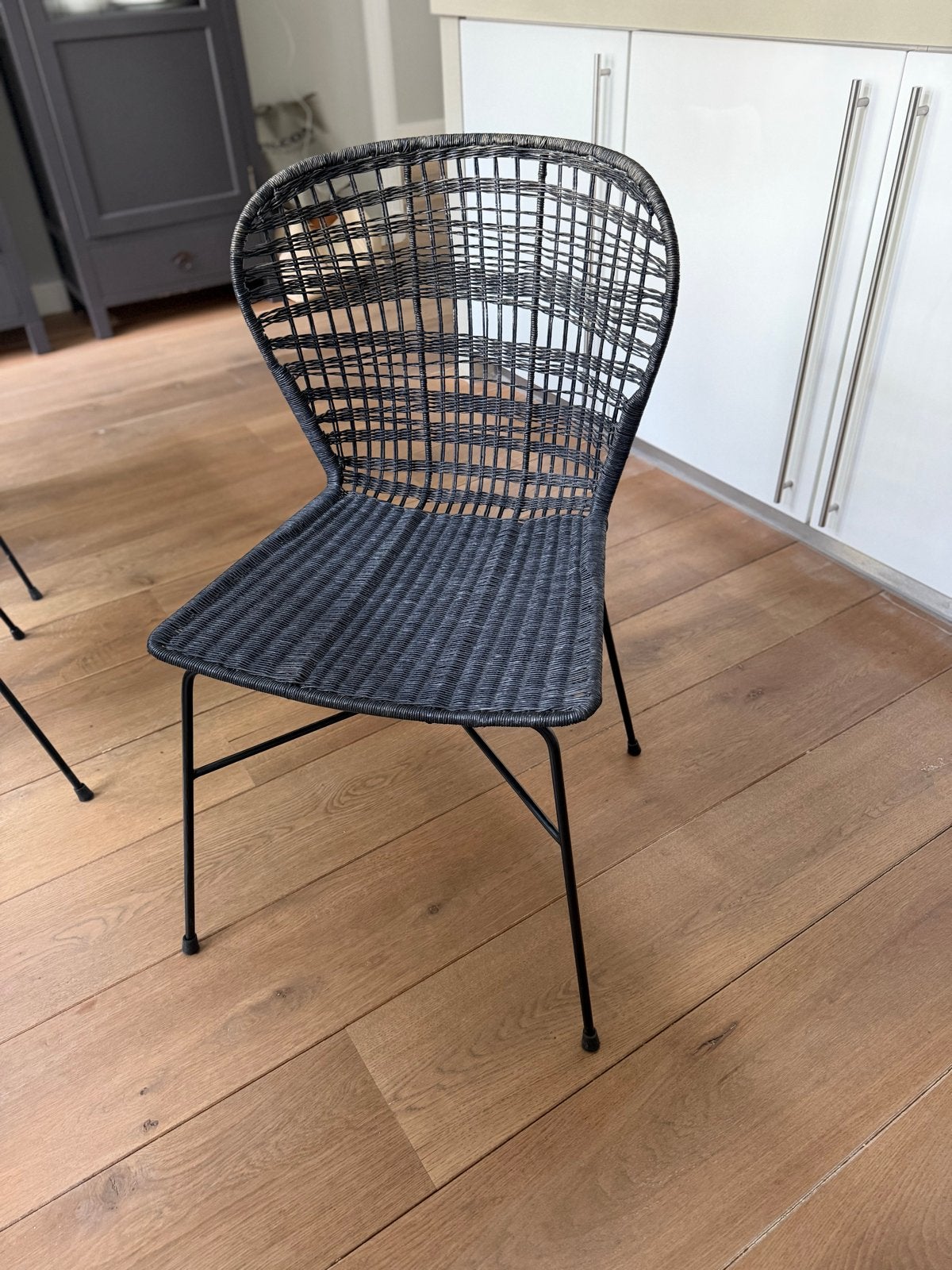 3 zwarte eetkamerstoelen - 48x85x46 cm, Ophalen, Gebruikt, Drie, Zwart