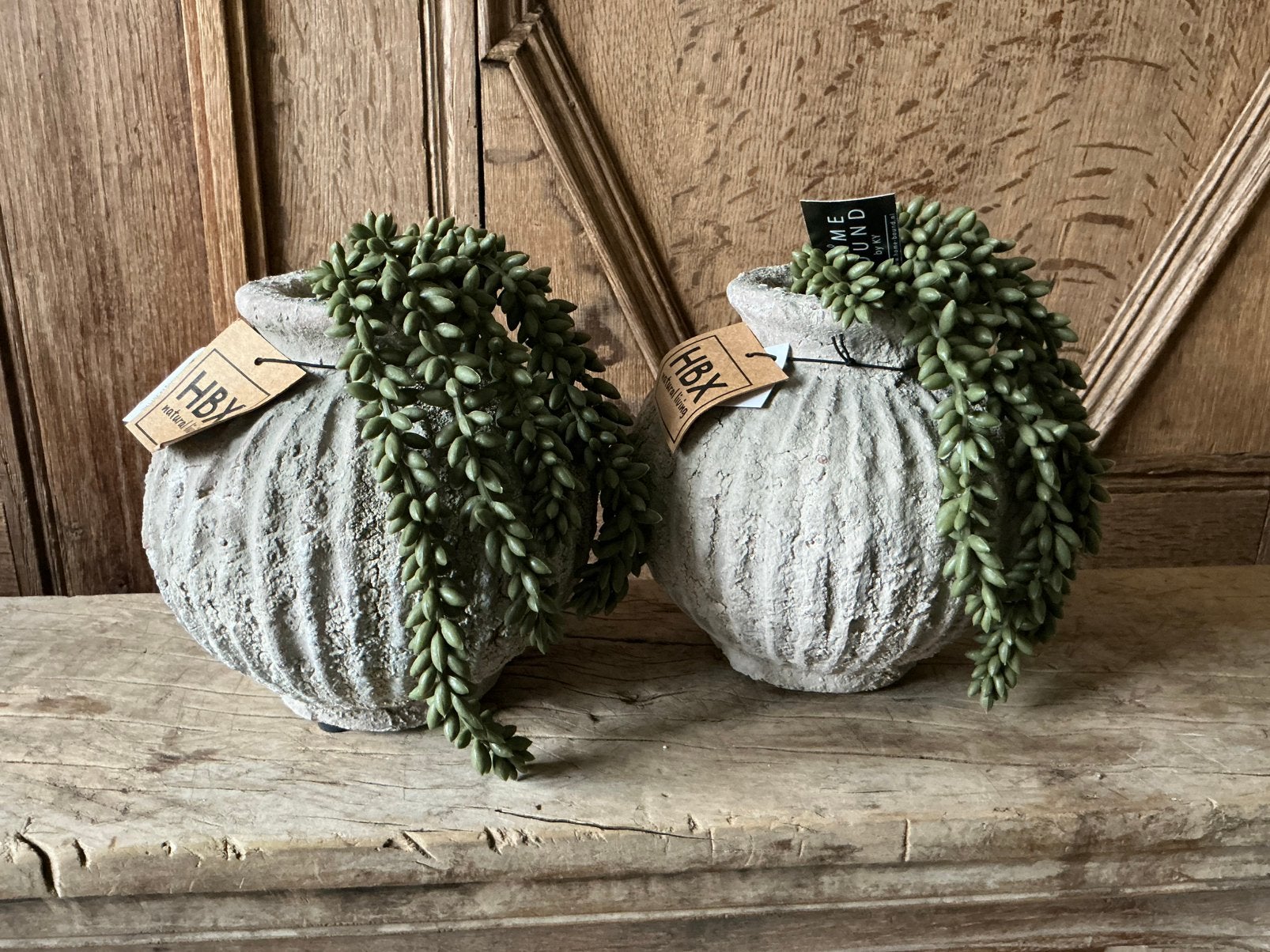 NIEUW set van 2 kruikjes vaasjes met erwten kunsttak, Ophalen of Verzenden, Nieuw