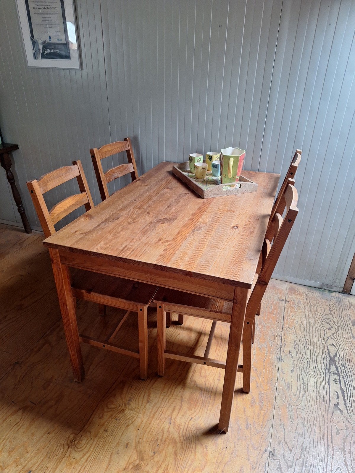 Houten eettafel met 4 stoelen - Meerdere sets beschikbaar, Huis en Inrichting, Tafels | Eettafels, Ophalen, Gebruikt, 100 tot 150 cm