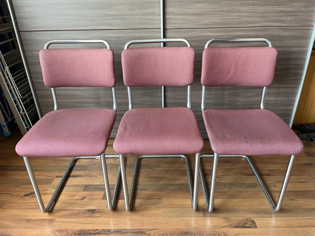 Set van 6 Gispen stoelen (3+3 Gispen model 101 en 201), Huis en Inrichting, Stoelen, Gebruikt, Overige kleuren, Stof, Vijf, Zes of meer stoelen