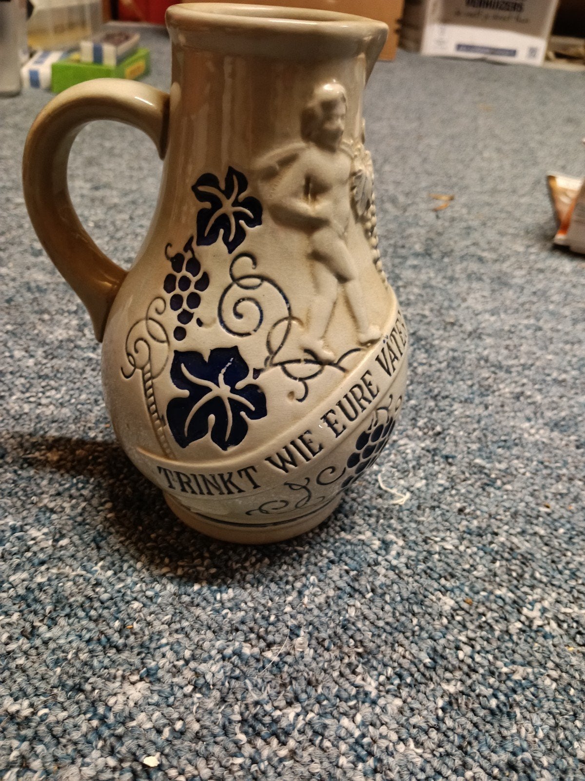 Vintage Duitse Bierpul/Wijnkan - 0.5L - Reliëfdecor, Antiek en Kunst, Ophalen of Verzenden