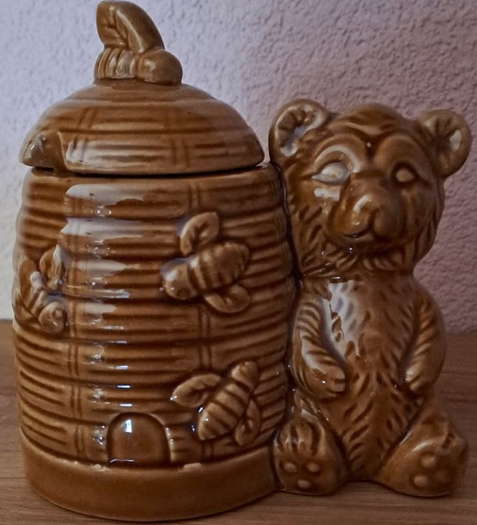 Honingpot met beer en bijtjes - Vintage keramiek, Ophalen of Verzenden