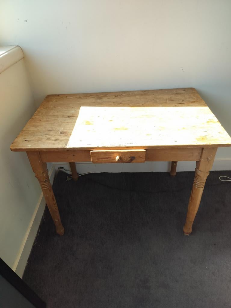 Antieke grenen tafel met lade, Antiek en Kunst, Antiek | Meubels | Tafels, Ophalen