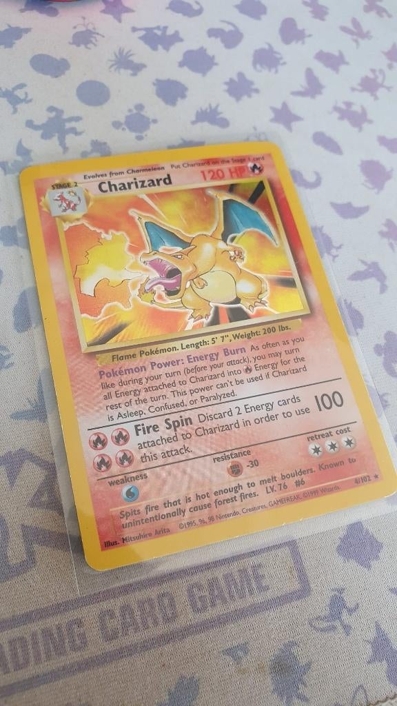 Pokémon Charizard #4 Base Set Unlimited (Redelijke staat), Gebruikt, Foil, Losse kaart, Ophalen of Verzenden