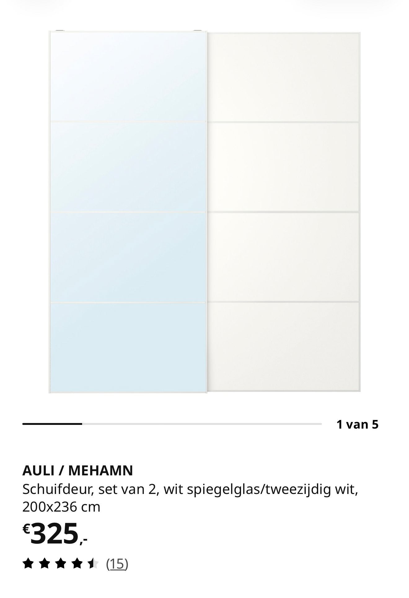 AULI / MEHAMN Schuifdeur, set van 2, wit spiegelglas/wit, Ophalen, 200 cm of meer, 150 tot 200 cm, Minder dan 25 cm