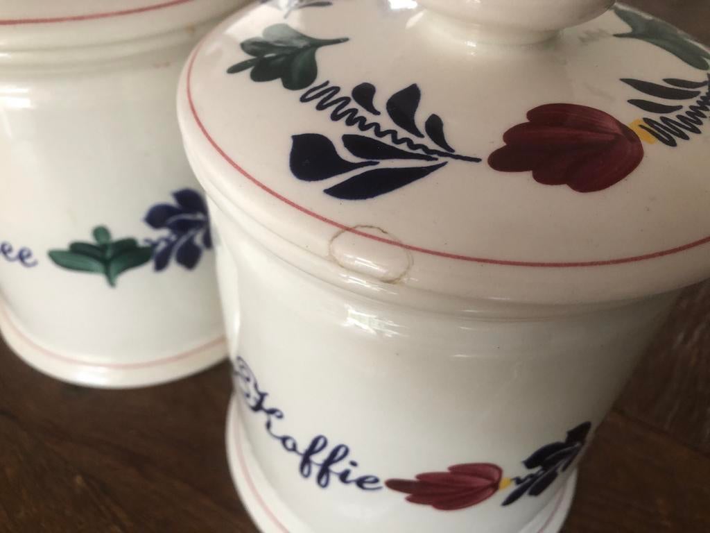 Vintage voorraadpotten: Koffie, Thee, Suiker (Delfts blauw), Ophalen