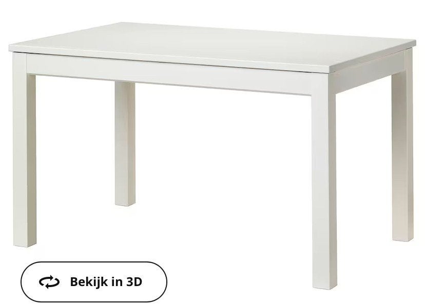 Witte uitschuifbare eettafel - Gebruikt, Huis en Inrichting, Tafels | Eettafels, Ophalen, Gebruikt, 100 tot 150 cm, 50 tot 100 cm