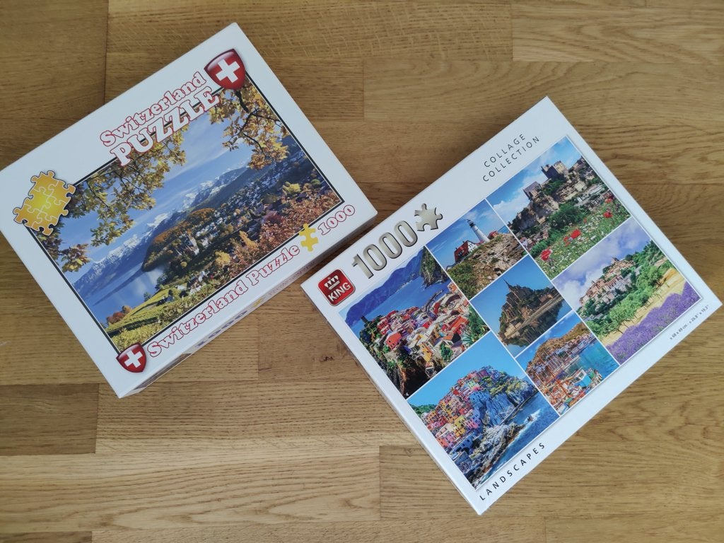 Legpuzzels 'Landscapes', ieder 1000 stukjes, Ophalen of Verzenden, 500 t/m 1500 stukjes, Gebruikt, Legpuzzel