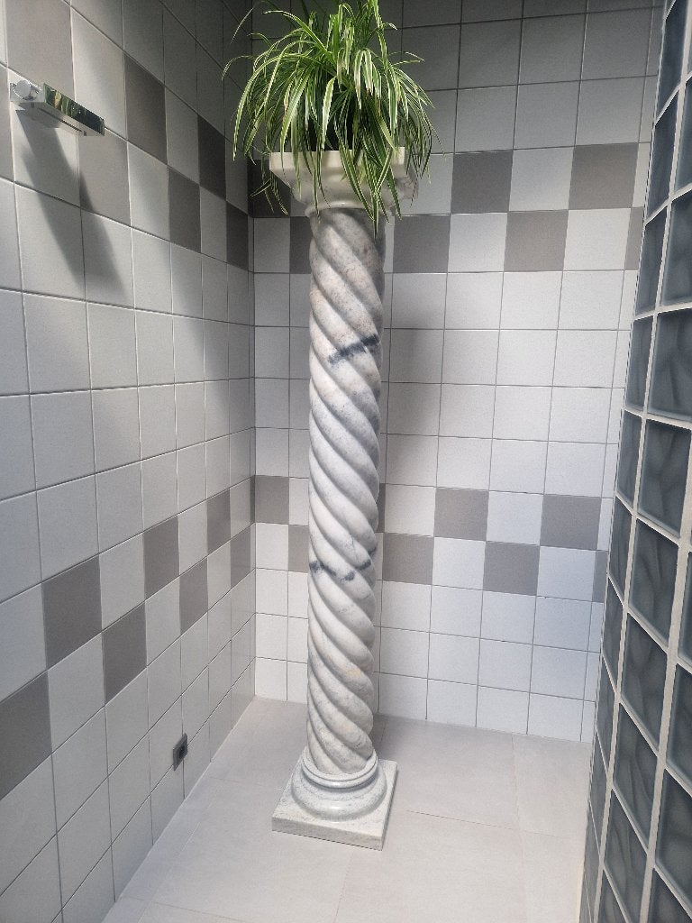 Decoratieve marmeren zuil - 210 cm hoog, Grijs, Object, Ophalen of Verzenden, 210 cm