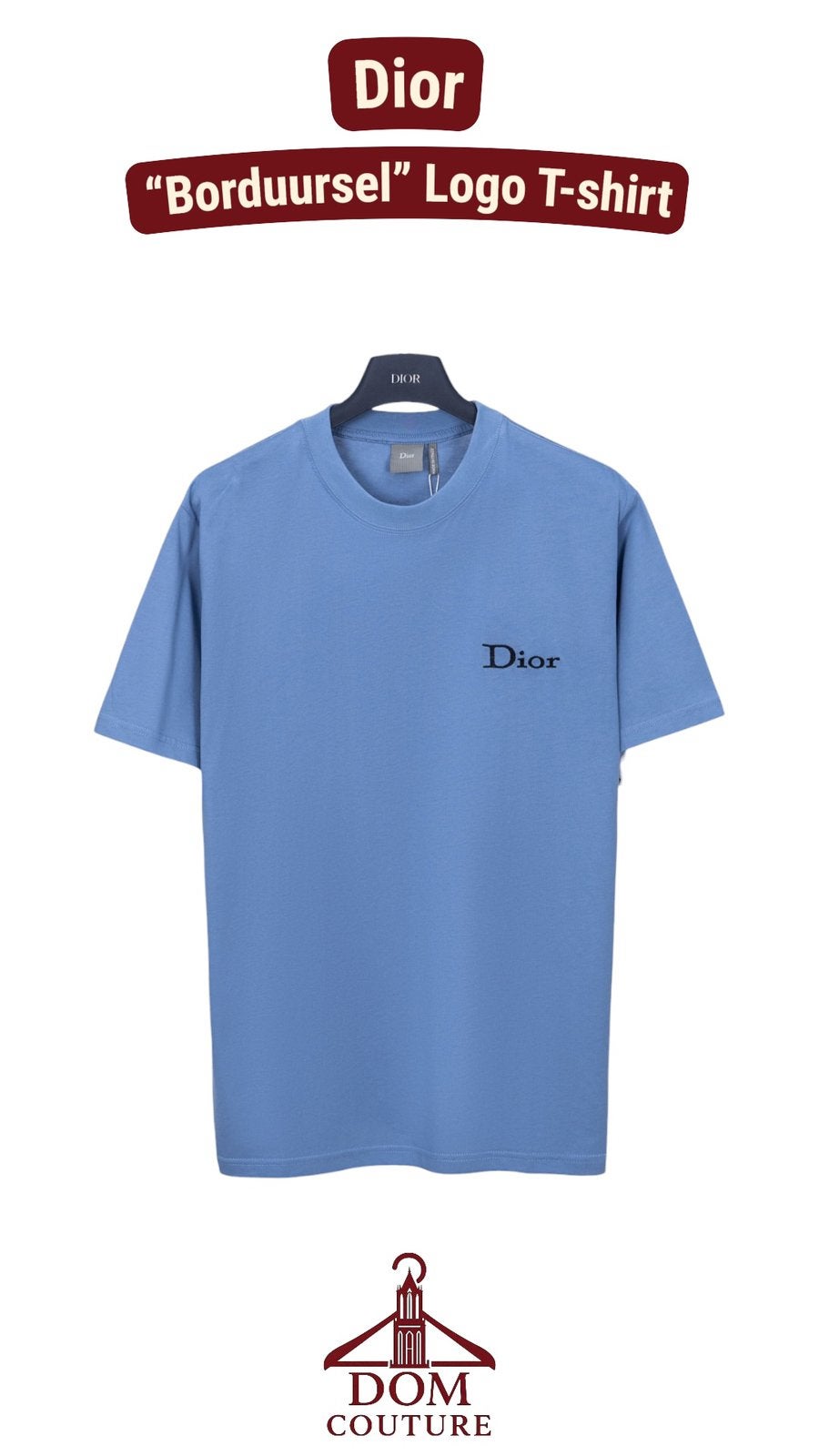 Dior "Borduursel" Logo T-shirt licht blauw, Ophalen of Verzenden, Nieuw, Overige maten, Blauw