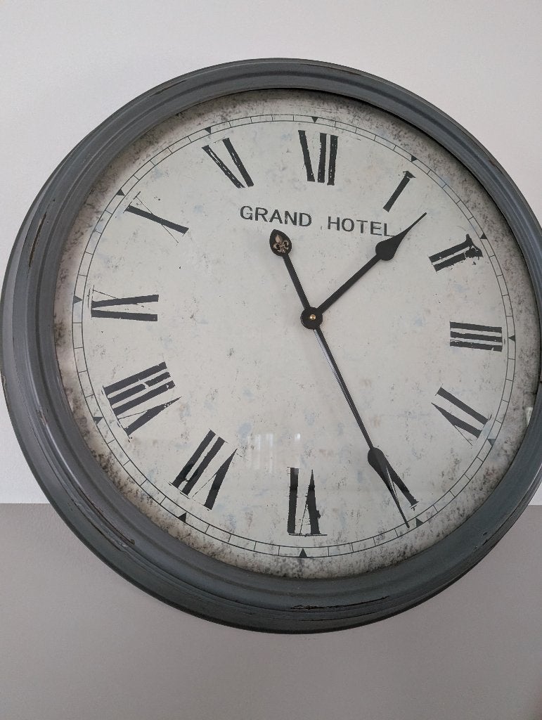 Klok Grand Hotel, Ophalen, Wandklok, Grijs, Landelijk