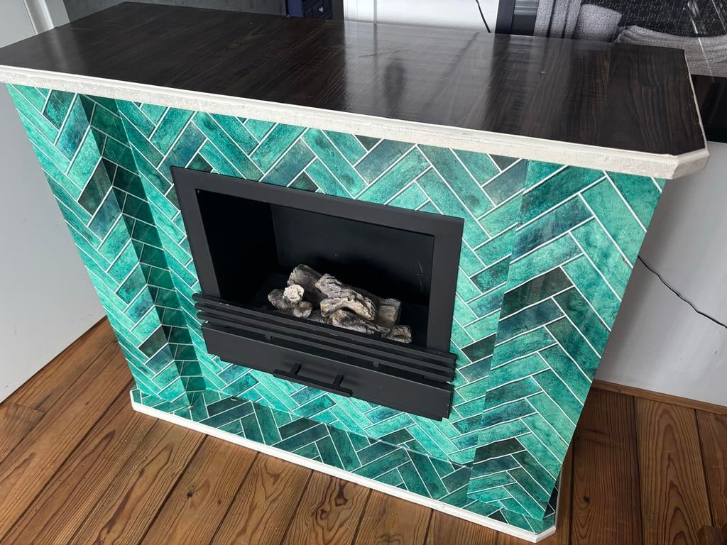Decoratieve houten bio-ethanol haard, Ophalen, Gebruikt, Vrijstaande haard, Elektrische haard