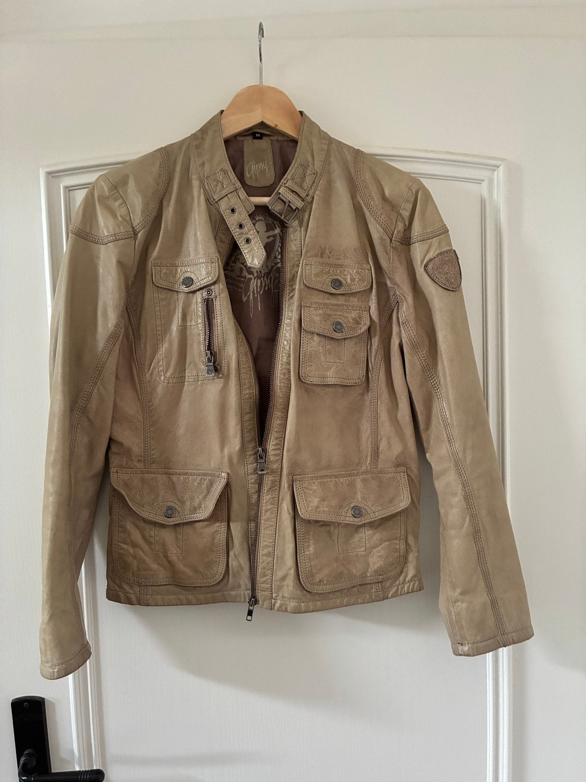 Gipsy leren jas, maat M, beige, Ophalen of Verzenden, Gedragen, Maat 38/40 (M), Beige