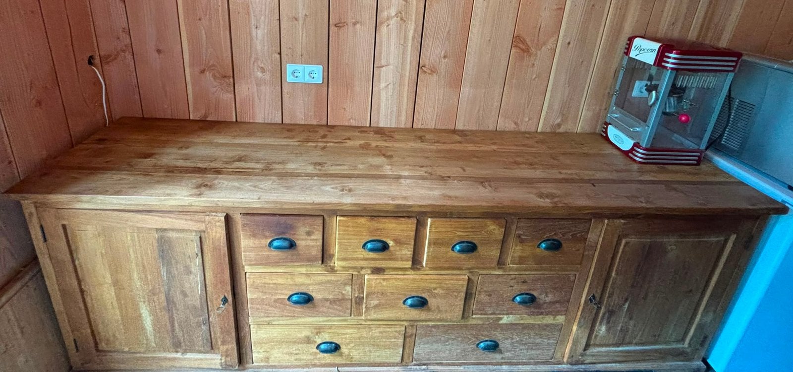 Massief houten dressoir met lades en deuren, Huis en Inrichting, Ophalen, Gebruikt, 150 tot 200 cm, Met lade(s)