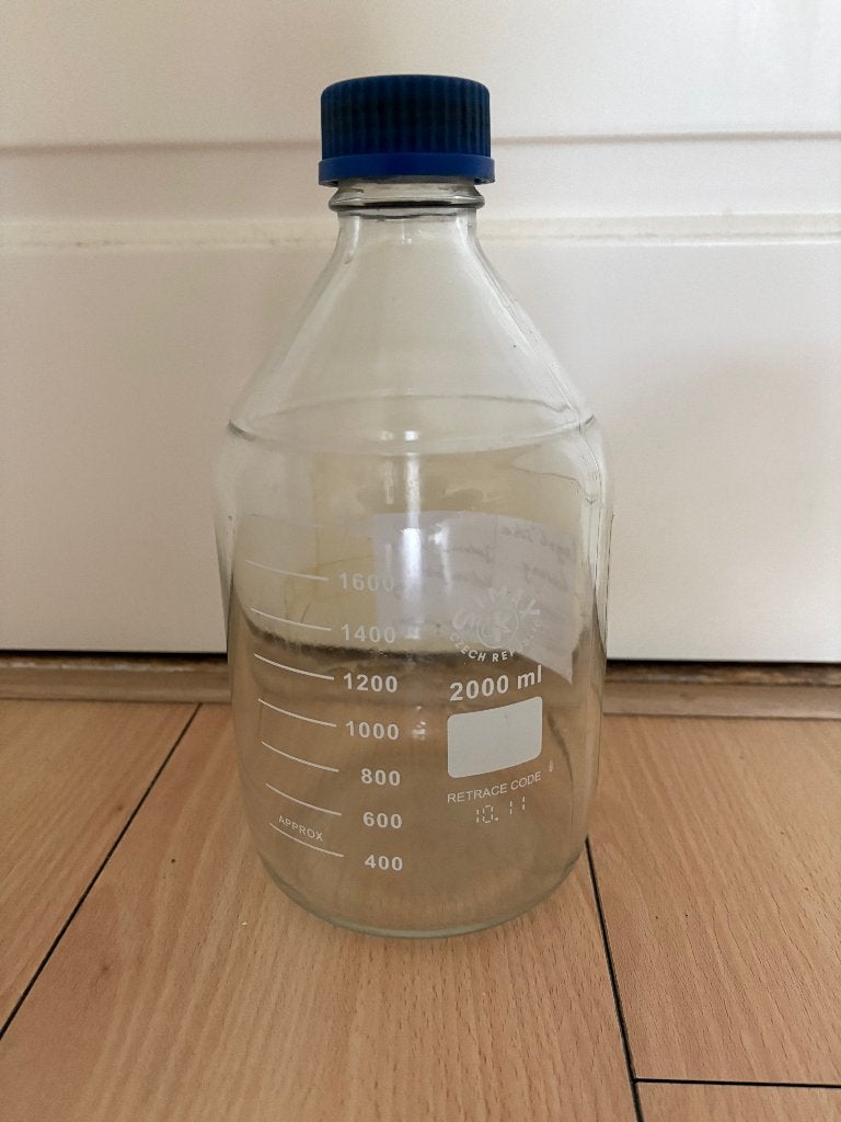 Borosilicaat laboratoriumfles 2000 ml met dop, Ophalen of Verzenden, Gebruikt, Overige typen