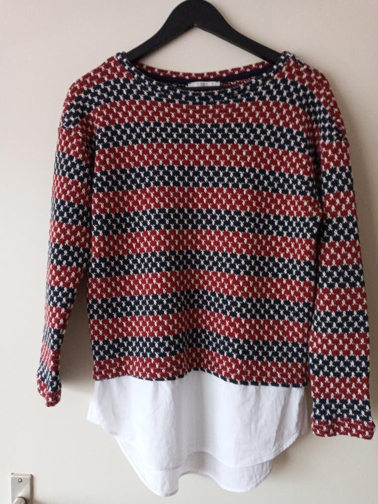 M superleuke trui voorjaar rood wit blauw blouse effect kat., Maat 38/40 (M), Nieuw, Ophalen of Verzenden, EDC