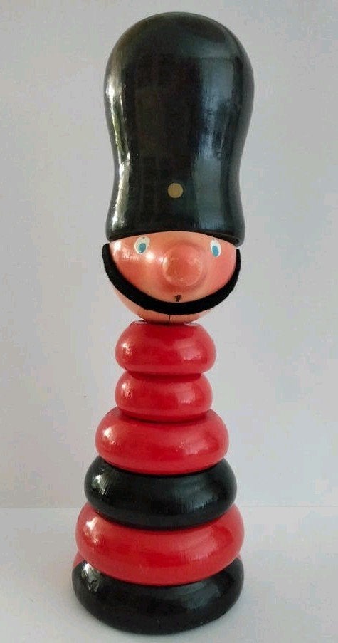 Vintage Houten Stapeltoren Soldaat Speelgoed, Ophalen of Verzenden, Gebruikt