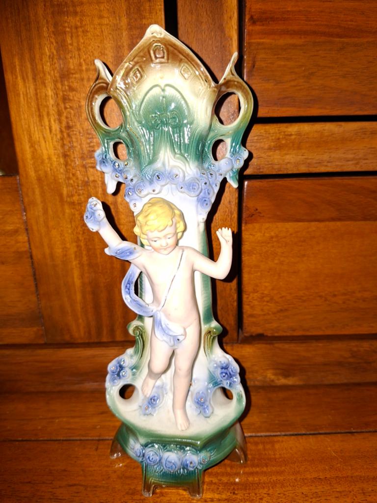 Klein antiek vaasje kitsch voor de liefhebber., Ophalen of Verzenden