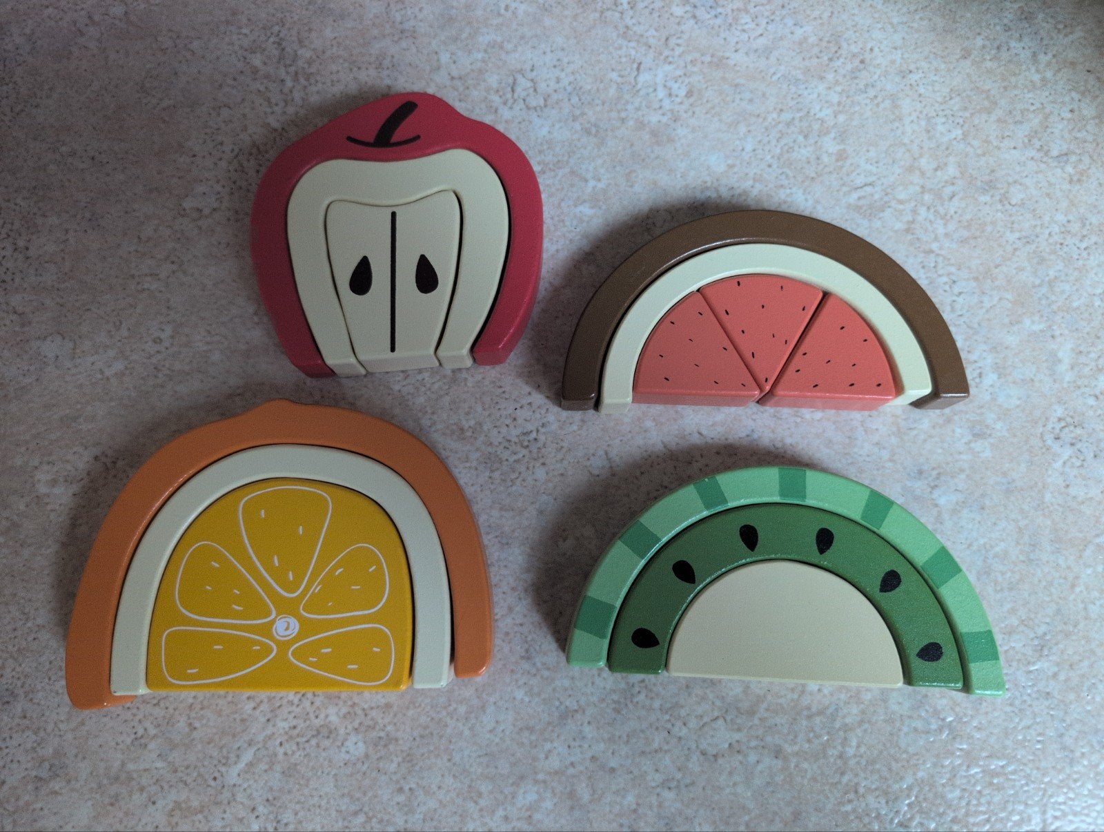 Houten fruit puzzel set - educatief speelgoed, Ophalen, Zo goed als nieuw, Overige typen