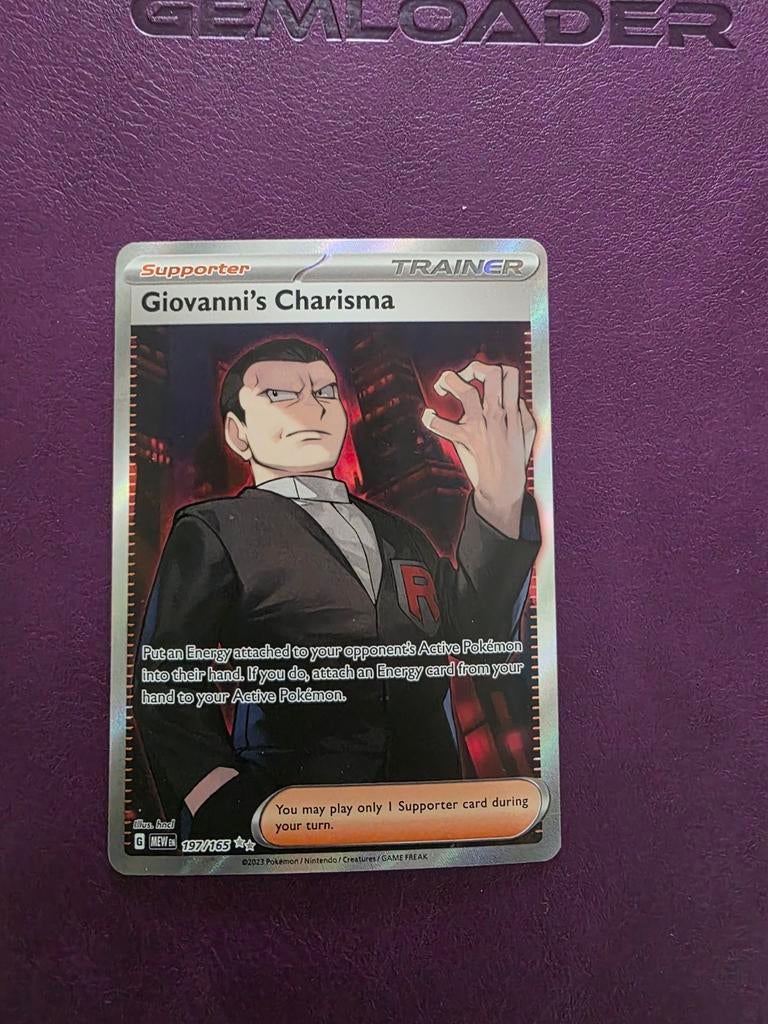 Giovanni's charisma 192/165 pokemon, Ophalen of Verzenden, Nieuw, Losse kaart, Foil