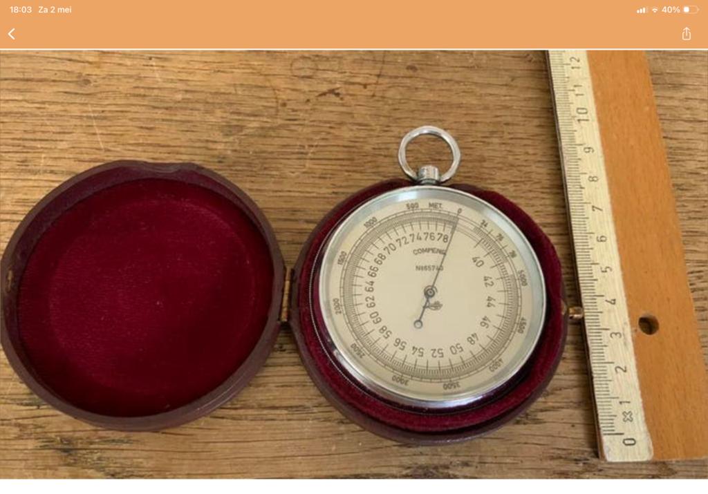 Antieke Zakbarometer Luchtdrukmeter Lufft in Etui, Ophalen of Verzenden