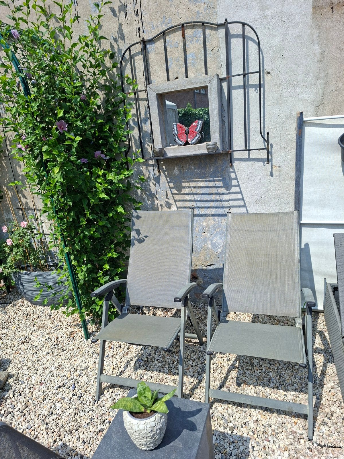 4 textileen standenstoelen, Tuin en Terras, Ophalen, Textileen, Inklapbaar
