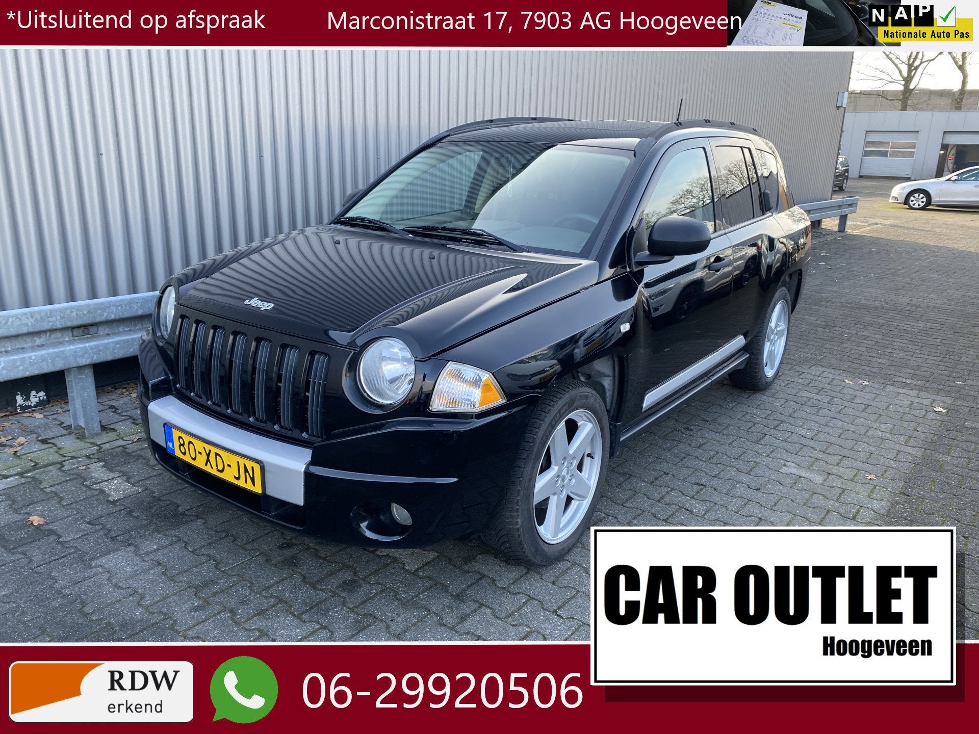 Jeep Compass 2.4 Limited Leer, A/C, Stoelvw, CC, PDC, LM, Tr, Auto's, Jeep, 450 kg, Gebruikt, 4 cilinders, 1435 kg