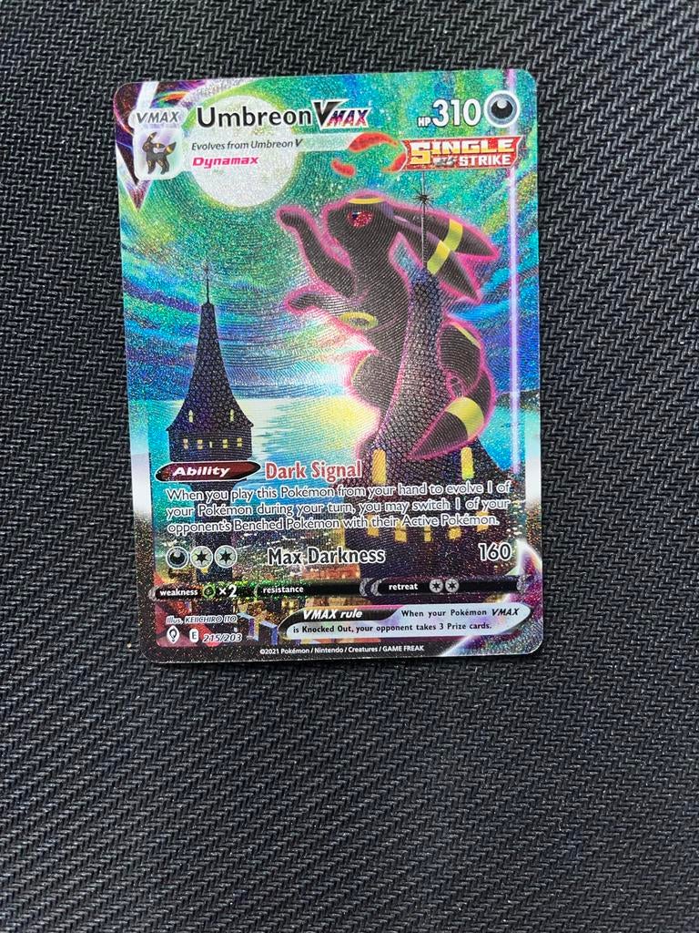 Umbreon VMAX Alt Art Evolving Skies Pokémon Kaart, Ophalen, Zo goed als nieuw, Losse kaart, Foil