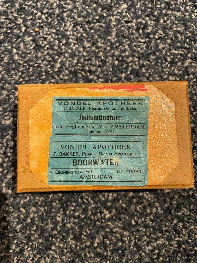 Oud doosje Vondel Apotheek Amsterdam, Ophalen of Verzenden, Gebruikt