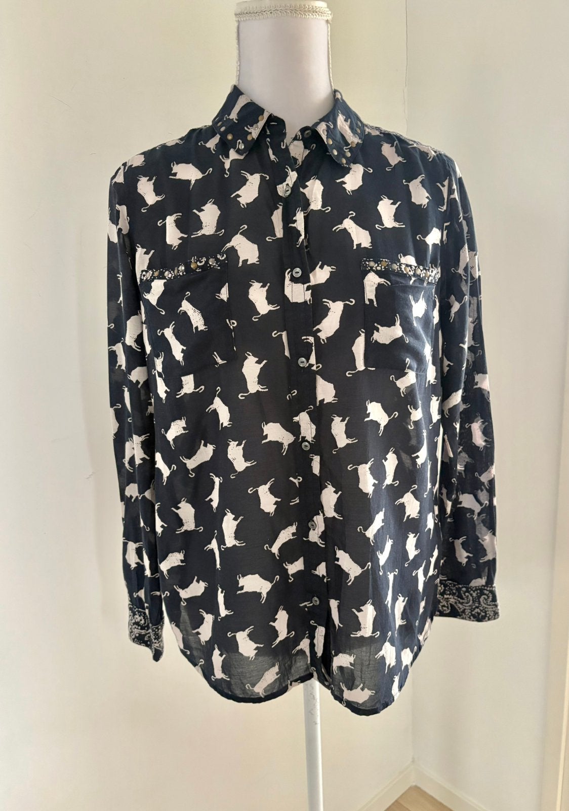 Leuke Scotch & Soda blouse met knopen - maat 1/S/36, Ophalen of Verzenden, Zo goed als nieuw, Maat 36 (S), Blauw