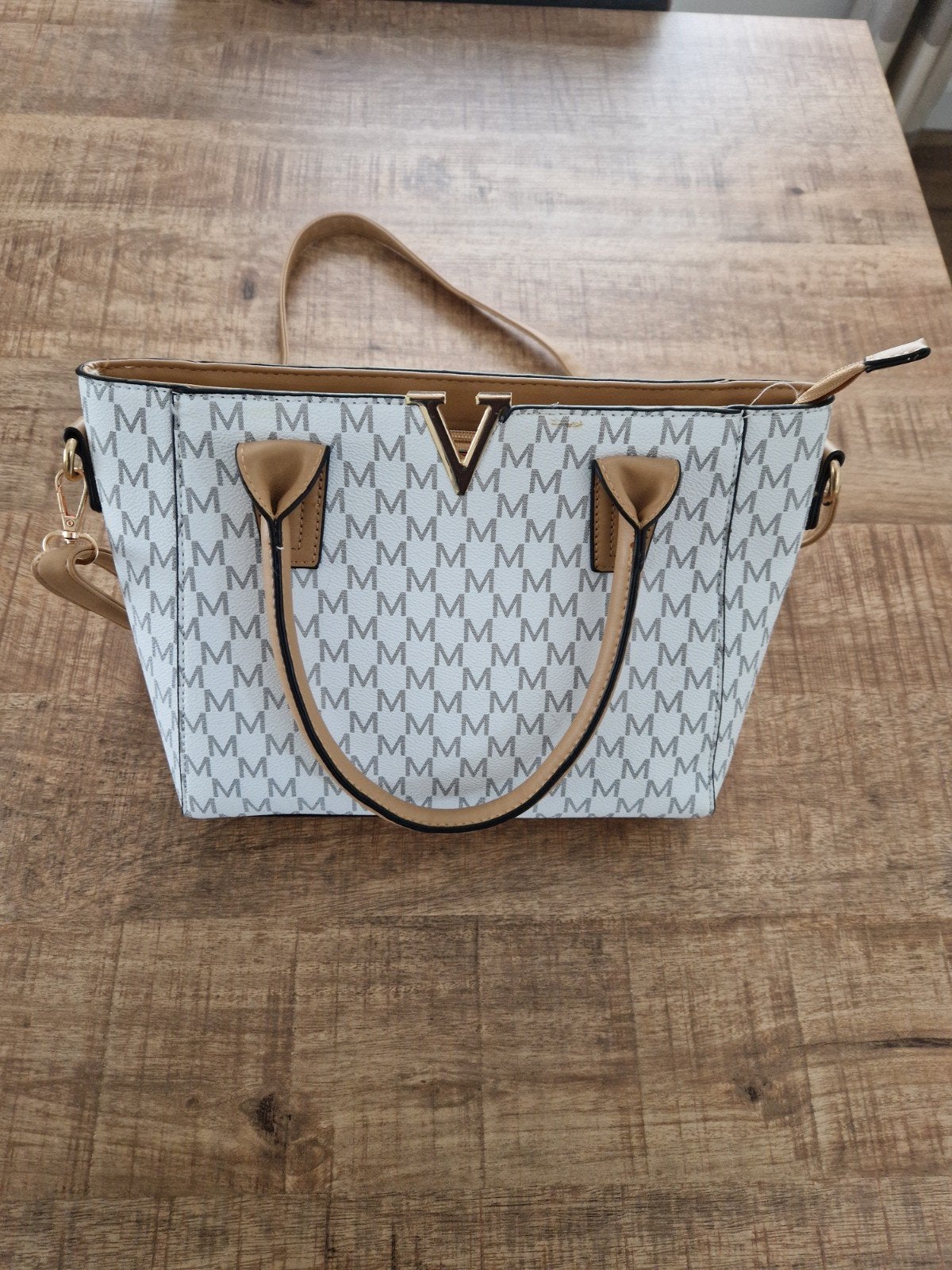 Handtas met print + schouderband, Ophalen of Verzenden, Nieuw, Wit, Handtas