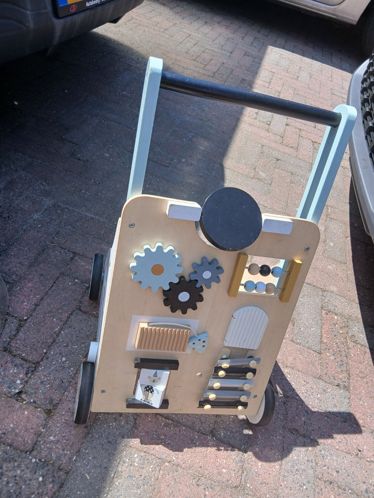 Houten loopwagen met activiteitenbord voor baby's, Ophalen, Zo goed als nieuw, Overige typen, Met wieltjes